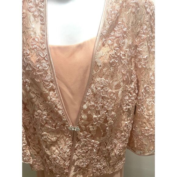 Jessica Howard 3/4 Sleeve Scoop Neck Soutache Mesh 2-Piece  Dress Blush SZ14 NEW - Picture 7 of 13